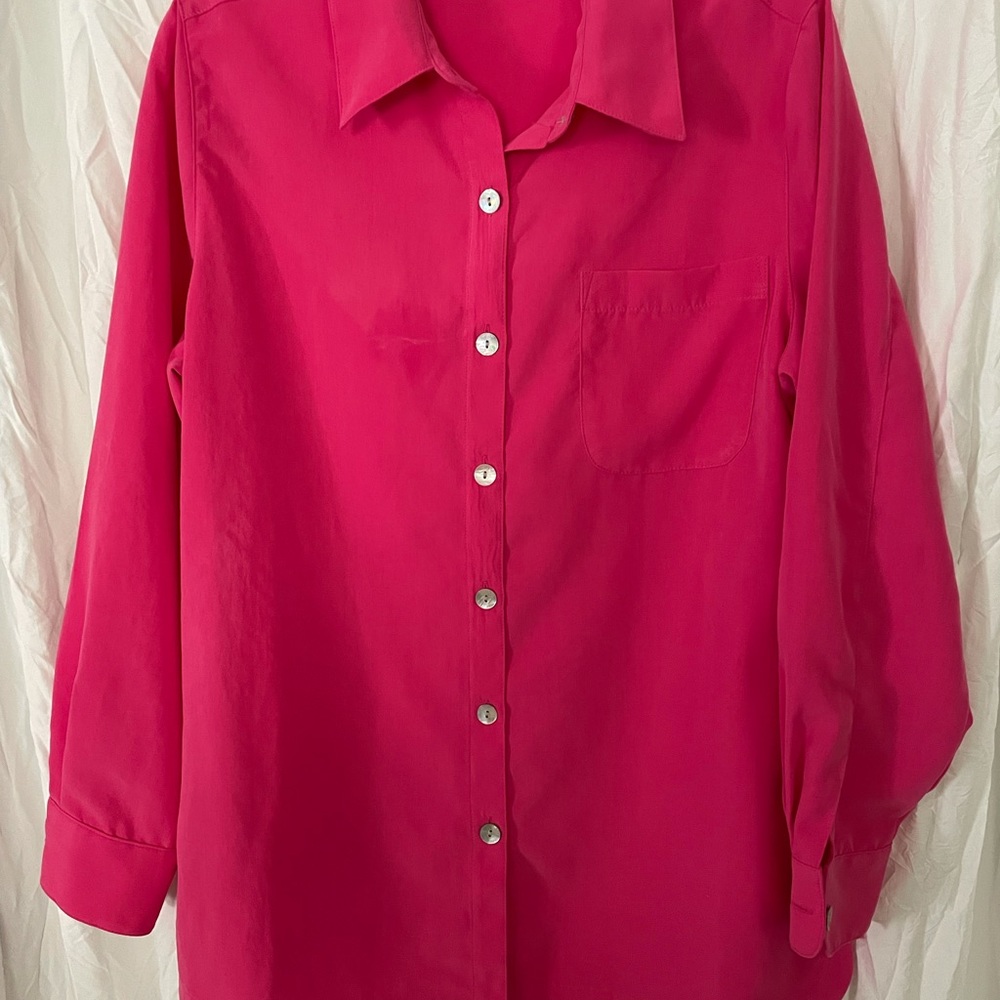 Travelsmith‎ Pink Button down Blouse - Picture 9 of 11